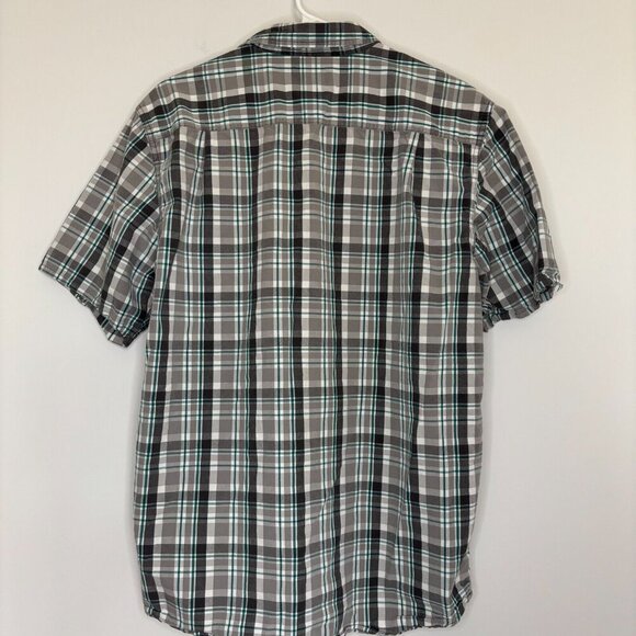 CARHARTT Relaxed Fit Short Sleeve Button Up Green Gray Plaid Size Medium - Picture 4 of 4